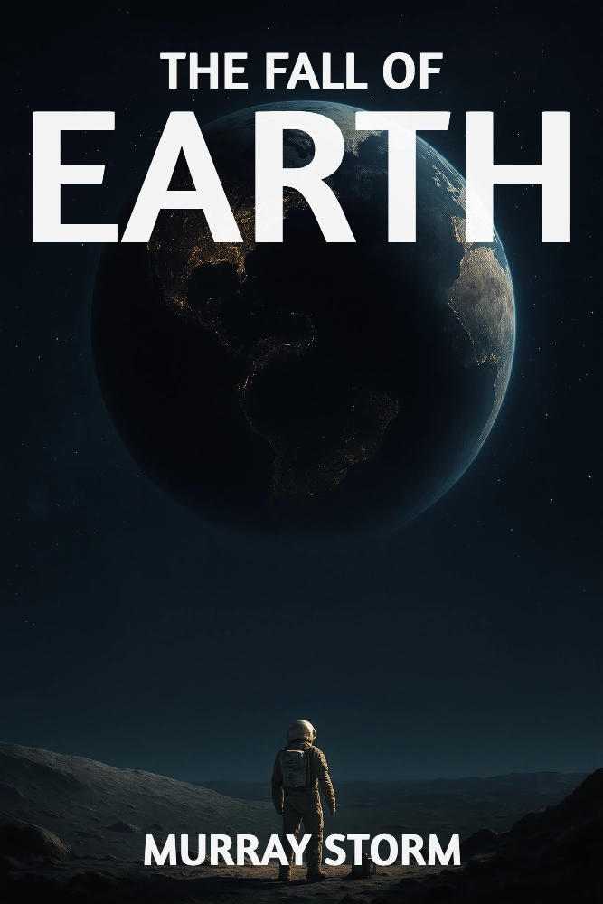 The Fall of Earth book cover featuring a dystopian Earth view from space with an astronaut figure
